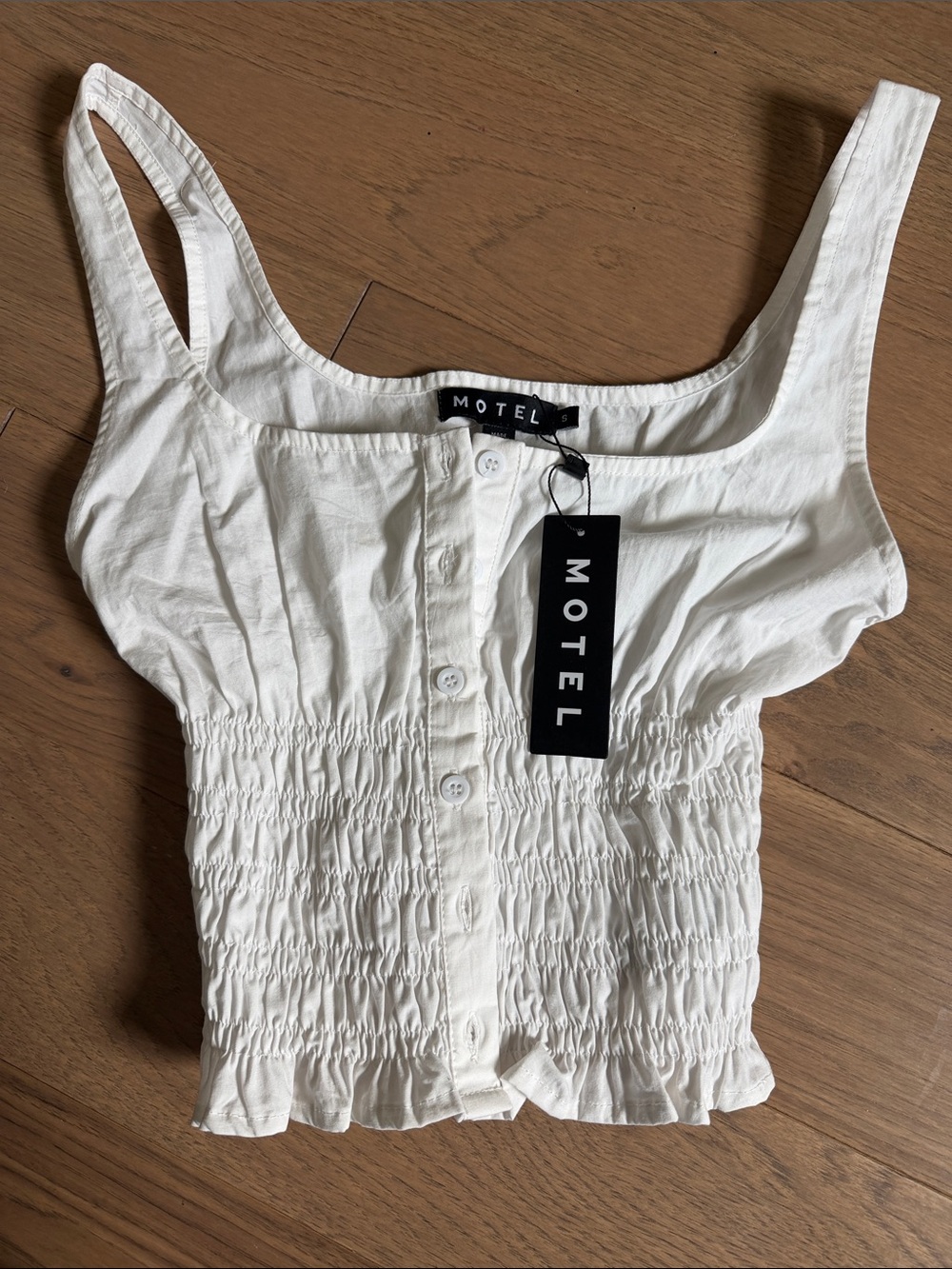 NWT Motel Rocks Sayake Ruched Top in White - Picture 4 of 6